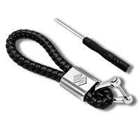 Брелок для ключей авто из качественной, плетеной эко-кожи с логотипом SUZUKI, цвет черный