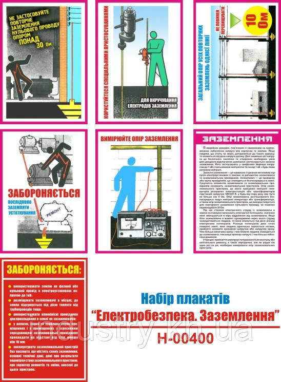 "Електробезпека. Заземлення" (7 плакатів, ф. А3)