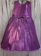 Стильна темно-бузкова ошатна дитяча сукня-маєчка з блискучої диско-тканини на 4-6 років