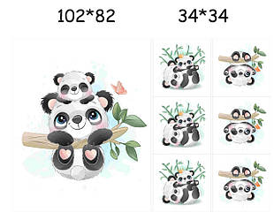 Набір панелей із сатину "Панди на гілляках"