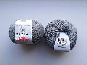 Пряжа для в'язання Бебі Коттон Gazzal Газзал (Baby Cotton Gazzal) 3430 сірий