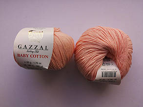 Пряжа для в'язання Бебі Котон Gazzal Газзал (Baby Cotton Gazzal) 3412 персиковий