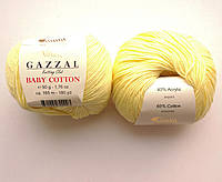 Пряжа для вязания Беби Коттон Gazzal Газзал (Baby Cotton Gazzal) 3413 желтый