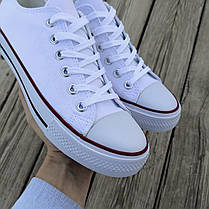Білі кеди конверси converse white жіночі підліткові унісекс тканинні літні текстиль, фото 5