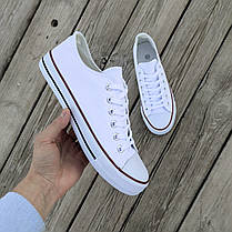 Конверси кеди в стилі Converse all star кеди низькі білі жіночі чоловічі унісекс, фото 3