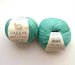 Пряжа для в'язання Бебі Коттон Gazzal Газзал (Cotton Baby Gazzal) 3451 м'ятний, 1 моток 50г