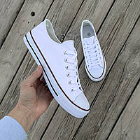 Белые кеды конверсы converse white женские подростковые унисекс тканевые летние текстиль 39 - 24.5 см