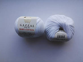 Пряжа для в'язання Бебі Котон Gazzal Газзал (Baby Cotton Gazzal) 3432 білий