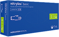 Перчатки медицинские нитриловые (рукавиці нітрилові) MERCATOR MEDICAL Nitrylex Basic Blue 100 шт. size-S