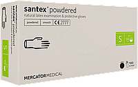 Перчатки латексные с пудрой размер - S (рукавички латексні) Mercator Medical Santex® powdered 100 шт.