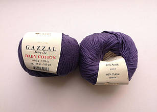 Пряжа для в'язання Бебі Коттон Gazzal Газзал (Cotton Baby Gazzal) 3440 фіолетовий, 1 моток 50г