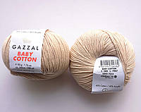 Пряжа для вязания Беби Коттон Gazzal Газзал (Baby Cotton Gazzal) 3445 бежевый