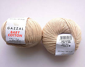 Пряжа для в'язання Бебі Котон Gazzal Газзал (Baby Cotton Gazzal) 3445 бежевий