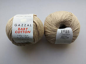 Пряжа для в'язання Бебі Котон Gazzal Газзал (Baby Cotton Gazzal) 3446 бежевий