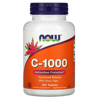 Вітамін C 1000 мг Now Foods Vitamin C антиоксидант для зміцнення імунітету 100 таблеток
