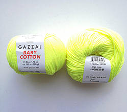 Пряжа для в'язання Бебі Коттон Gazzal Газзал (Cotton Baby Gazzal) 3462 жовтий неон, 1 моток 50г