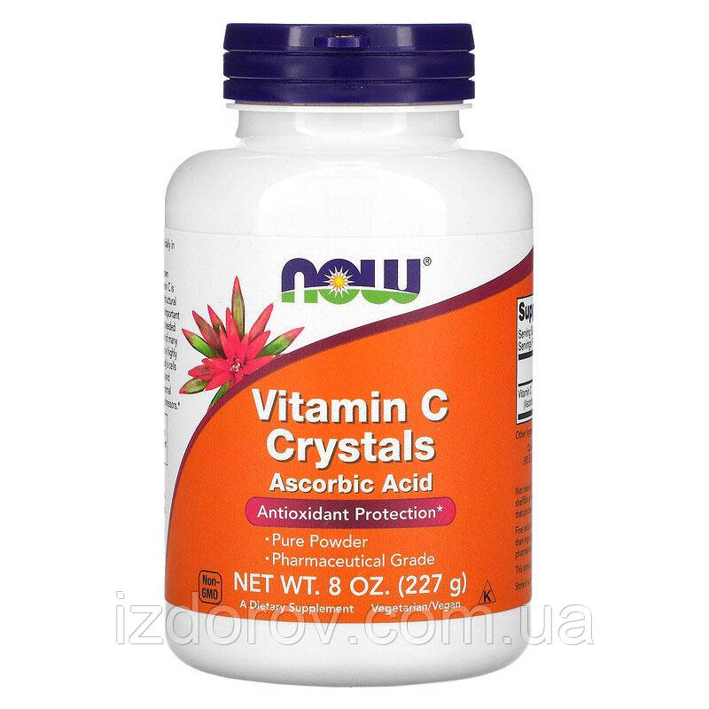 Вітамін C у порошку Now Foods Vitamin C Crystals аскорбінова кислота кристали для імунітету 227 г