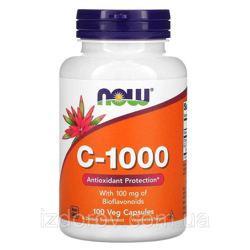 C-1000 Now Foods Вітамін С з цитрусовими біофлавоноїдами та рутином 100 рослинних капсул