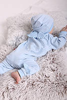 Чоловічок Гермес з відкритими ніжками, вишивка на спинці з ім'ям, блакитний