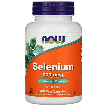 Селен 200 мкг Now Foods Selenium хелат без дріжджів 180 рослинних капсул