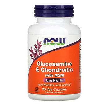 Глюкозамін хондроїтин Now Foods Glucosamine Chondroitin MSM хондропротектор для суглобів та зв'язок 90 капсул