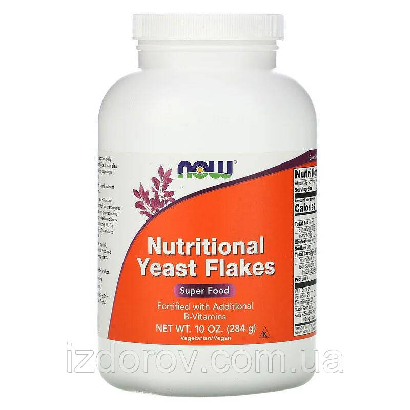 Дріжджі харчові Now Foods Nutritional Yeast Flakes Super Food у пластівцях з вітамінами групи B 284 г