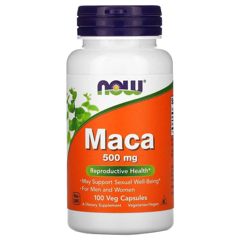 Мака 500 мг Now Foods Maca для збільшення лібідо та потенції чоловіків та жінок 100 рослинних капсул