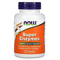 Пищеварительные ферменты Now Foods Super Enzymes энзимы для нормализации работы ЖКТ 90 капсул