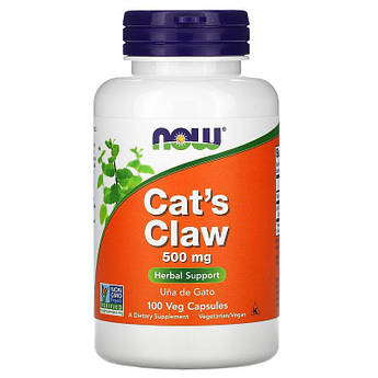 Кора Котячого кігтя 500 мг Now Foods Cat's Claw 100 рослинних капсул