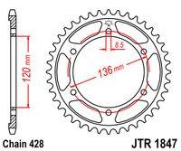 Зірка задня GEON X-ROAD 202 CBF,YAMAHA TDR 125 '93-'99, 428H-47T D120/136 6 Болтов JTR1847.47, фото 1
