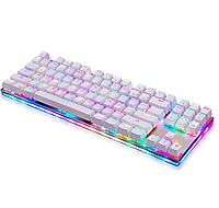 Механическая игровая клавиатура с подсветкой клавиш Motospeed K87S белая, Геймерская светящаяся RGB клавиатура