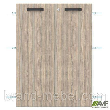 Двері SIG-713 ДСП R + L до SIG11 (792х1080х18мм) з замком Ручки Чорный/В'яз Ліберті Димчастий, фото 1