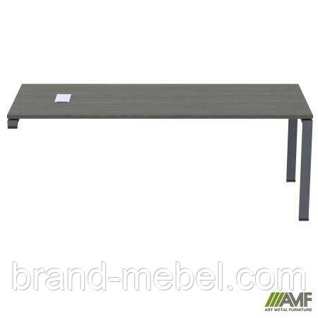 Стіл керівника з фрезеруванням під розетку М203 SIG-223 (1587х800х750мм) Чорний гр/Блеквуд Ячмінний, фото 1