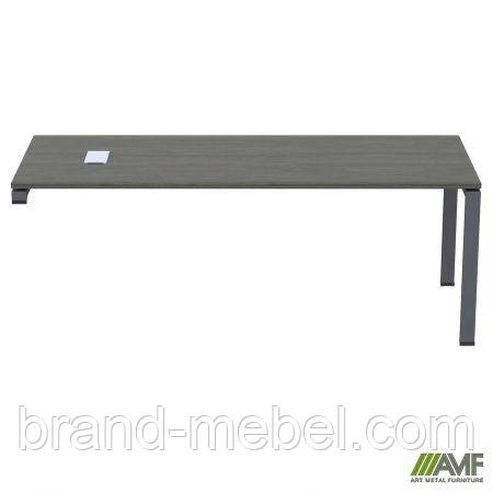 Стіл керівника з фрезеруванням під розетку М203 SIG-225 (2000х800х750мм) Чорний граф/Блеквуд Ячмен, фото 1