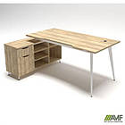 Робоче місце + USB Delta DL-100L (1790х1200х750мм) Блеквуд Ячмінний / Каркас білий / Опора білий беж, фото 5