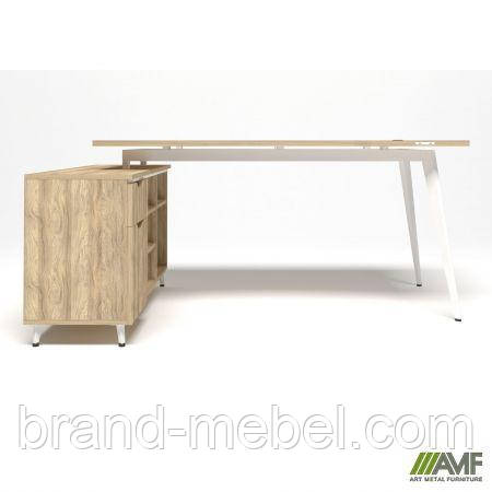 Робоче місце + USB Delta DL-100L (1790х1200х750мм) Блеквуд Ячмінний / Каркас білий / Опора білий беж, фото 1