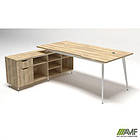 Робоче місце + USB Delta DL-101L (1990х1600х750мм) Блеквуд Ячмінний / Каркас білий / Опора білий беж, фото 5