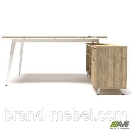 Робоче місце Delta DL-100R (1790х1200х750мм) Блеквуд Ячмінний / Каркас білий / Опора білий беж, фото 1