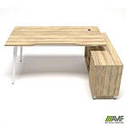 Робоче місце Delta DL-100R (1790х1200х750мм) Блеквуд Ячмінний / Каркас білий / Опора білий беж, фото 2