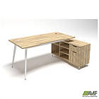 Робоче місце + USB Delta DL-100R (1790х1200х750мм) Блеквуд Ячмінний / Каркас білий / Опора білий беж, фото 5