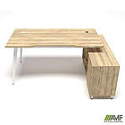 Робоче місце + USB Delta DL-100R (1790х1200х750мм) Блеквуд Ячмінний / Каркас білий / Опора білий беж, фото 2