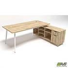 Робоче місце + USB Delta DL-101R (1990х1600х750мм) Блеквуд Ячмінний / Каркас білий / Опора білий беж, фото 5