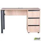 Стіл комп'ютерний Pluto ST R (1200х600х750) Дуб Ендгрейн/Чорний графiт, фото 6