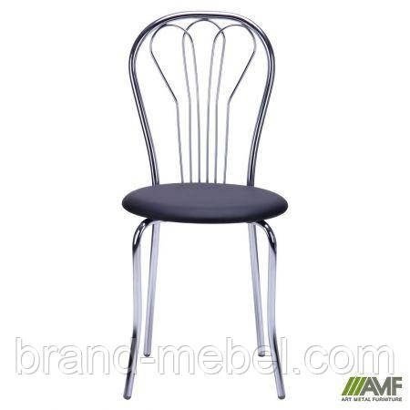 Стілець Ванеса хром Шкірозамінник чорний, фото 1