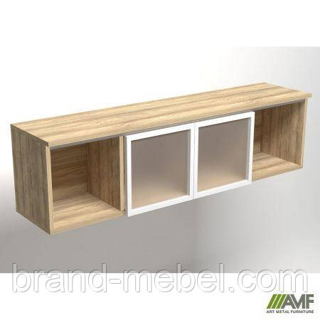 Полиця навісна скло Delta DL-523-1 (1418х330х384мм) Блеквуд Ячмінний / профіль білий, фото 1