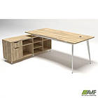 Робоче місце Delta DL-101L (1990х1600х750мм) Блеквуд Ячмінний / Каркас білий / Опора білий беж, фото 5