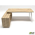 Робоче місце Delta DL-101L (1990х1600х750мм) Блеквуд Ячмінний / Каркас білий / Опора білий беж, фото 2