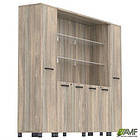 Шафа комбінована SIG-604 (2400х420х1900мм) Опори, ручки Чорний графіт/В'яз Ліберті Димчастий, фото 6