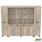 Шафа комбінована з підсвічуванням SIG-604-1 (2400х420х1900мм) Опори Чорний графіт/В'яз Ліберті, фото 7