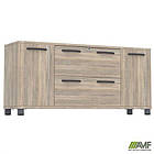 Тумба-помічник SIG-402-1 (1600х420х750мм) Опори, ручки Чорний графіт/В'яз Ліберті Димчастий, фото 5